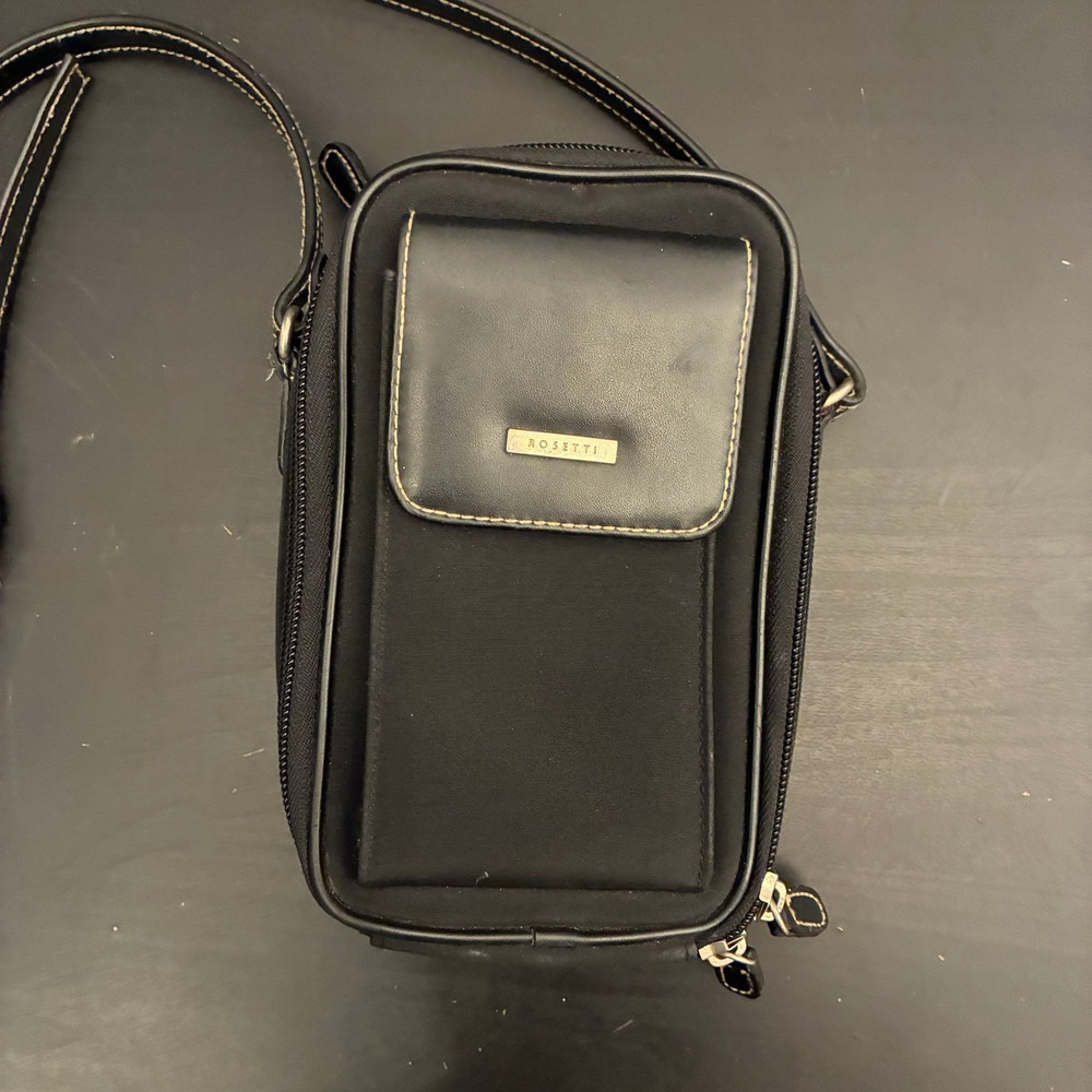 Rosetti Black Crossbody Organizer Bag Smartlyne Built-in Wallet Travel Pouch